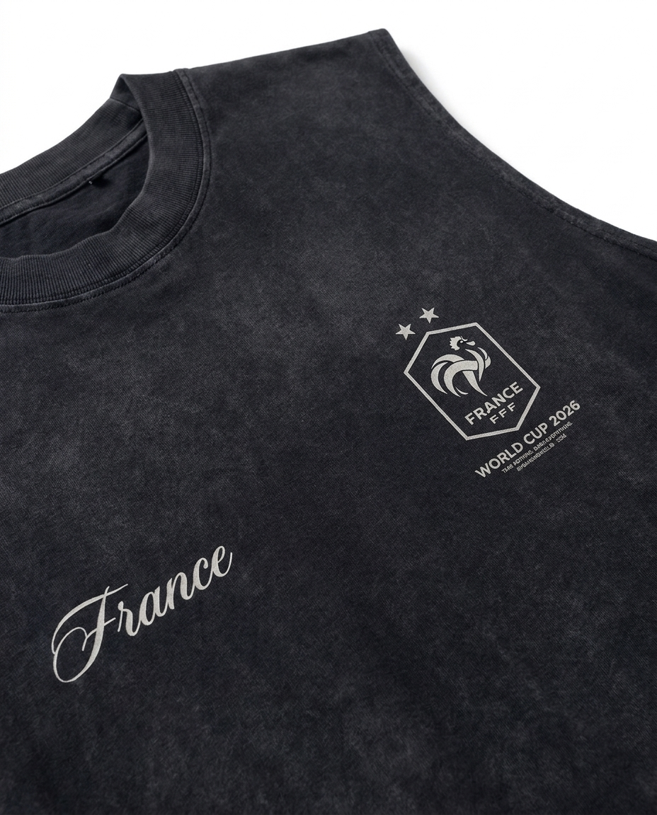 France Vintage Wash Muscle Tee - Navy