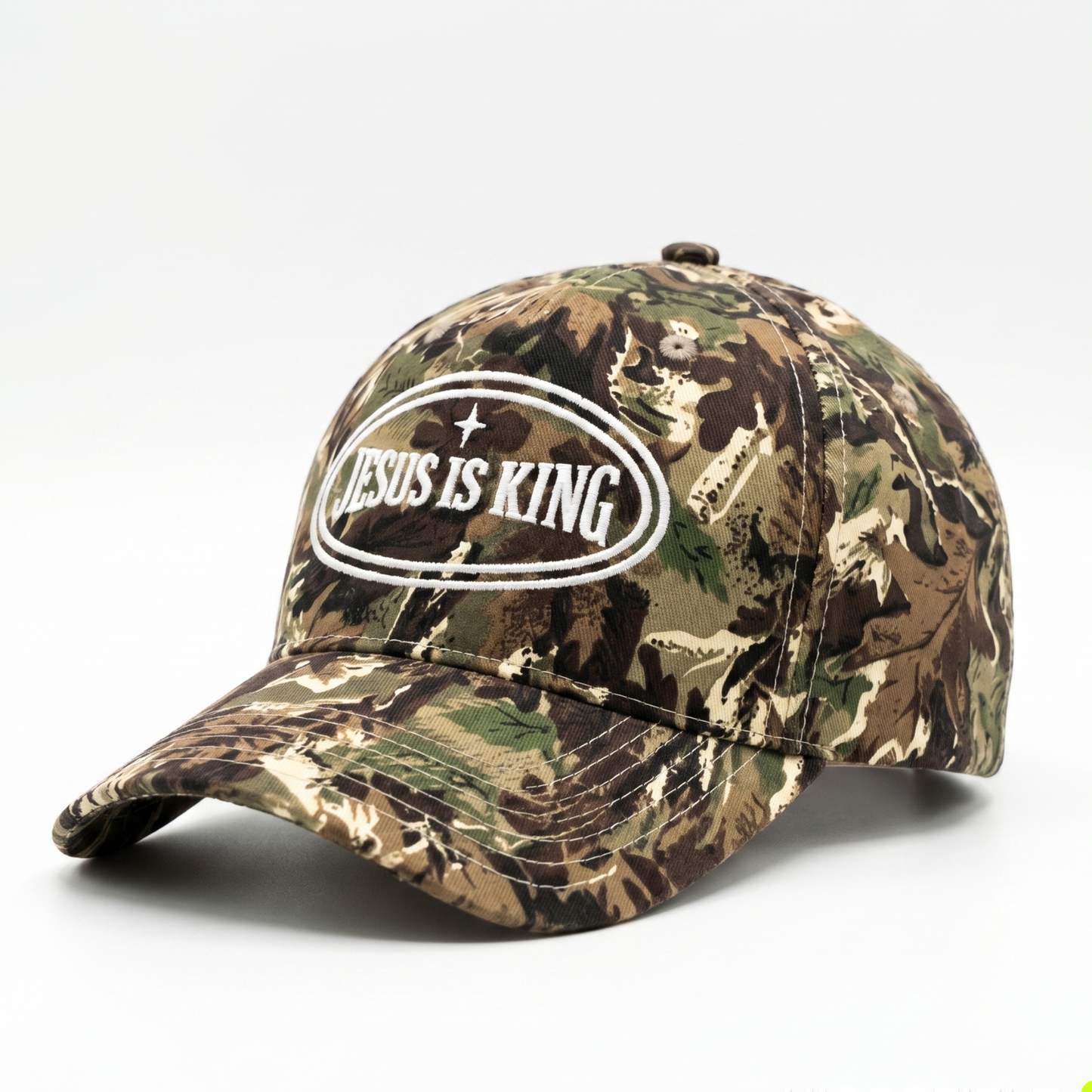 Heaven Sent Club | Jesus Is King Embroidered Camo Hat