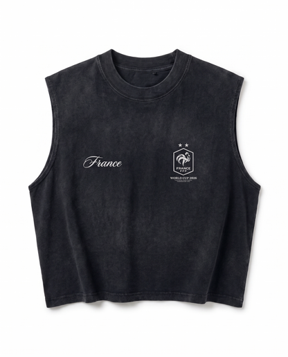 France Vintage Wash Muscle Tee - Navy