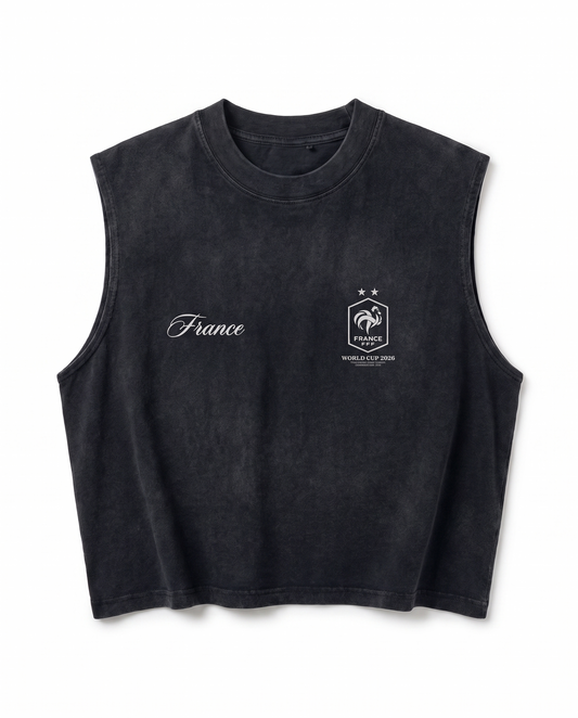France Vintage Wash Muscle Tee - Navy