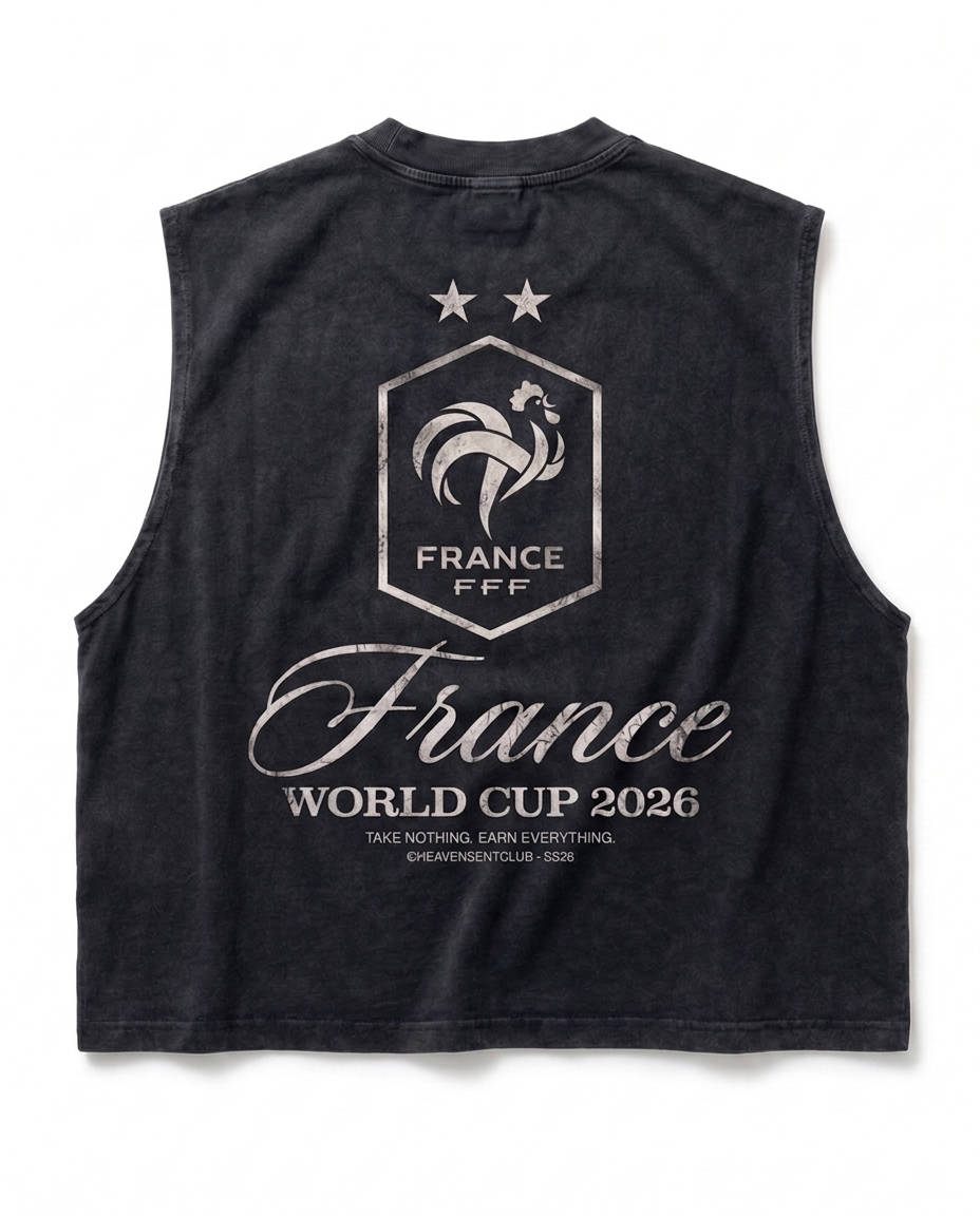 France Vintage Wash Muscle Tee - Navy