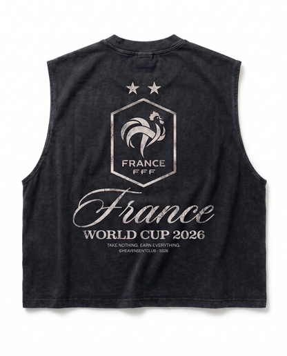 France Vintage Wash Muscle Tee - Navy