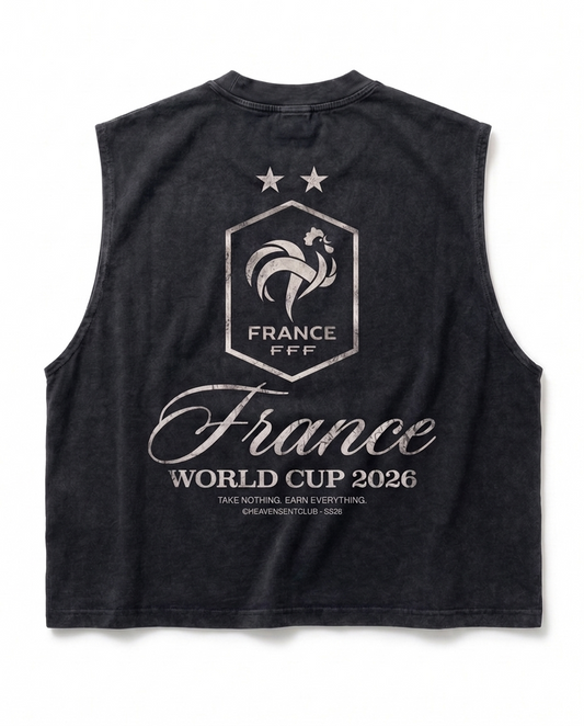 France Vintage Wash Muscle Tee - Navy