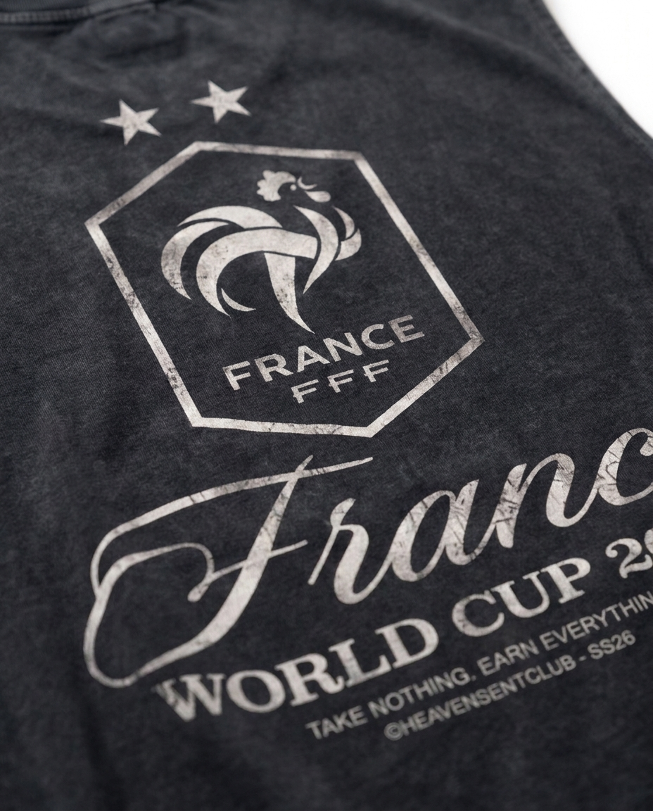 France Vintage Wash Muscle Tee - Navy