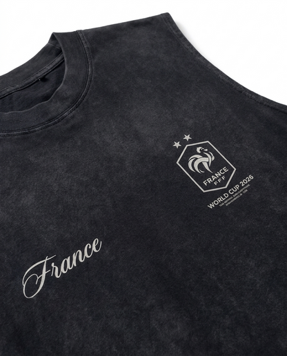 France Vintage Wash Muscle Tee - Navy